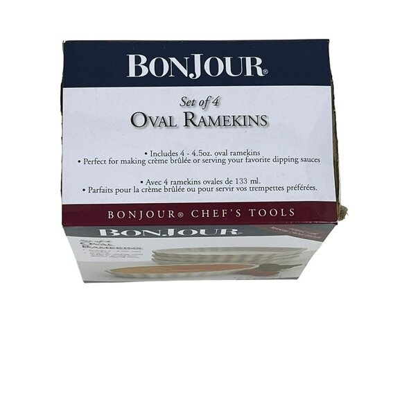 Bonjour Oval Ramekins White 4.5 oz. Set of 4 NEW - Picture 3 of 5